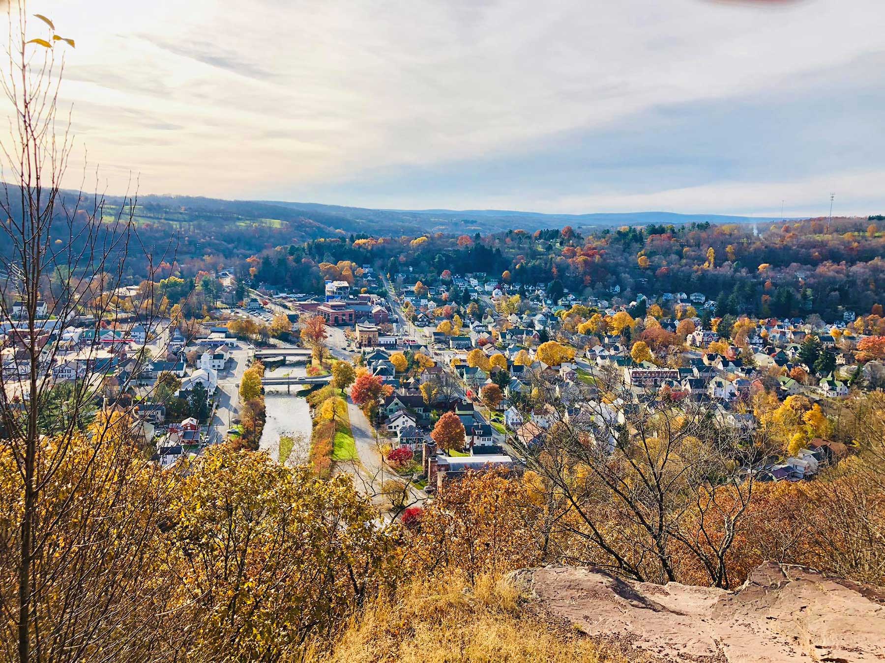 View of Honesdale, PA from Irving Cliff