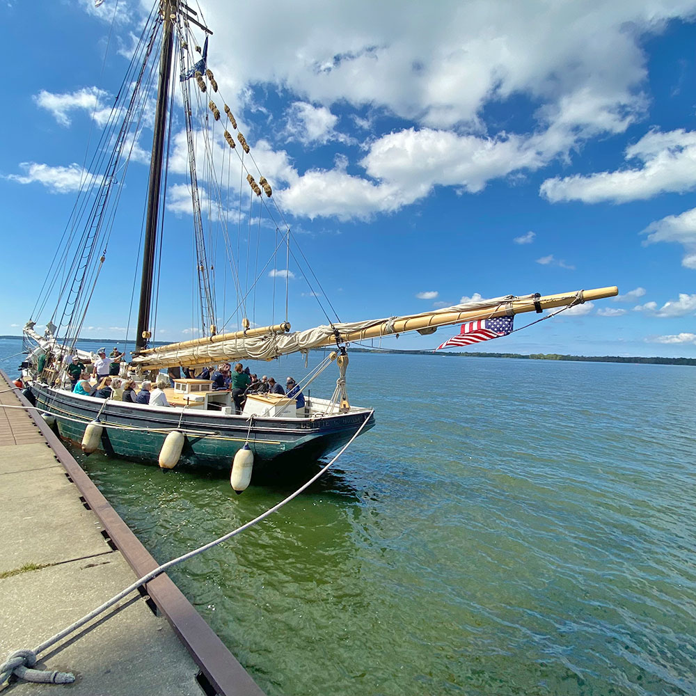 Preparing to set sail on the schooner, the Lettie G. Howard.