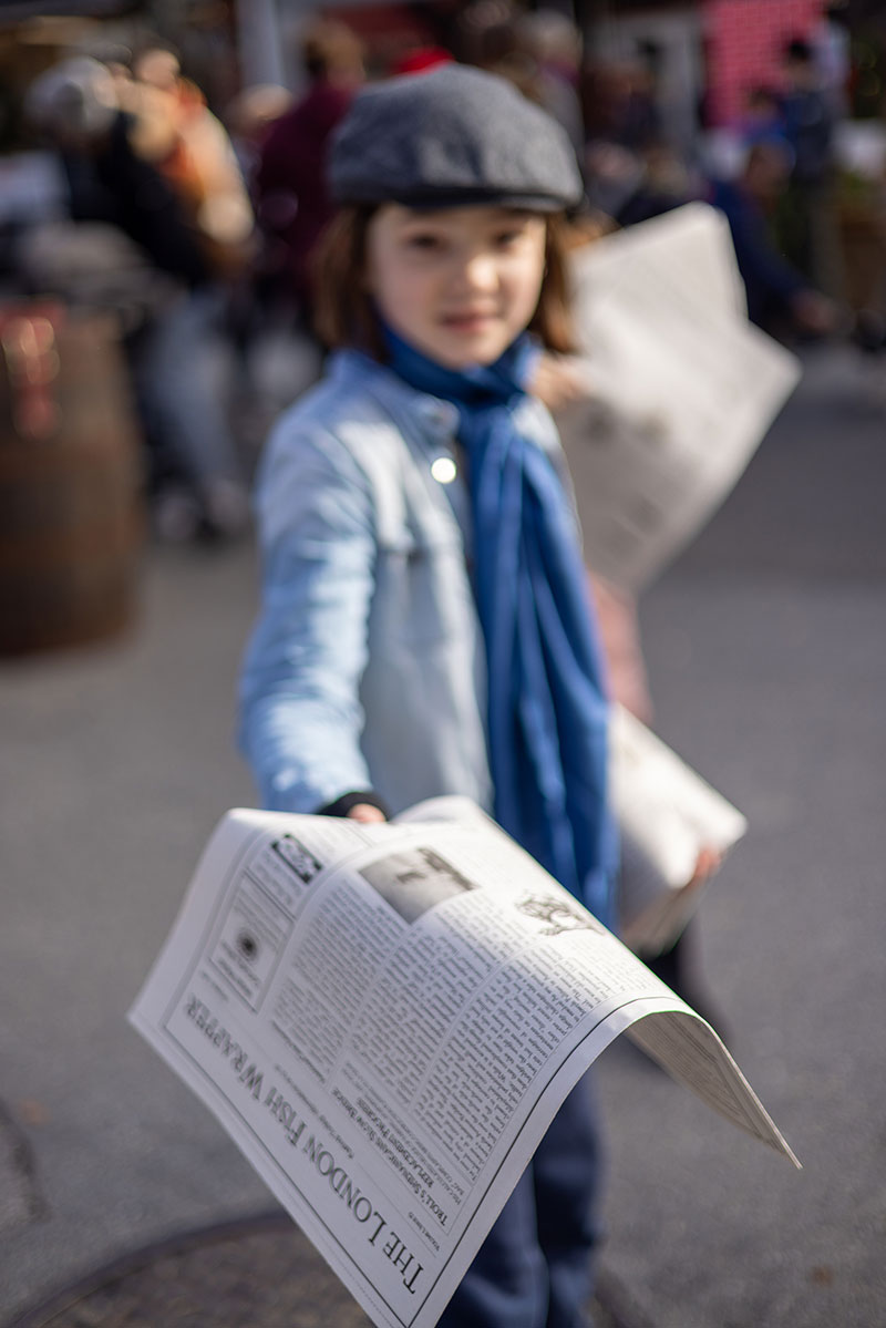 Newsboy at the Narberth Dickens Festival. Photo by Avi Fox Photography